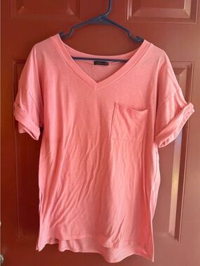 Miholl Pink V-Neck Pocket Tee